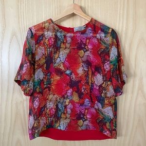 Preen XS (Size 1) 100% silk printed blouse.